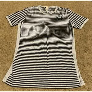 Diesel Short Sleeve Blue & Gray Striped Shirt Womens Size L